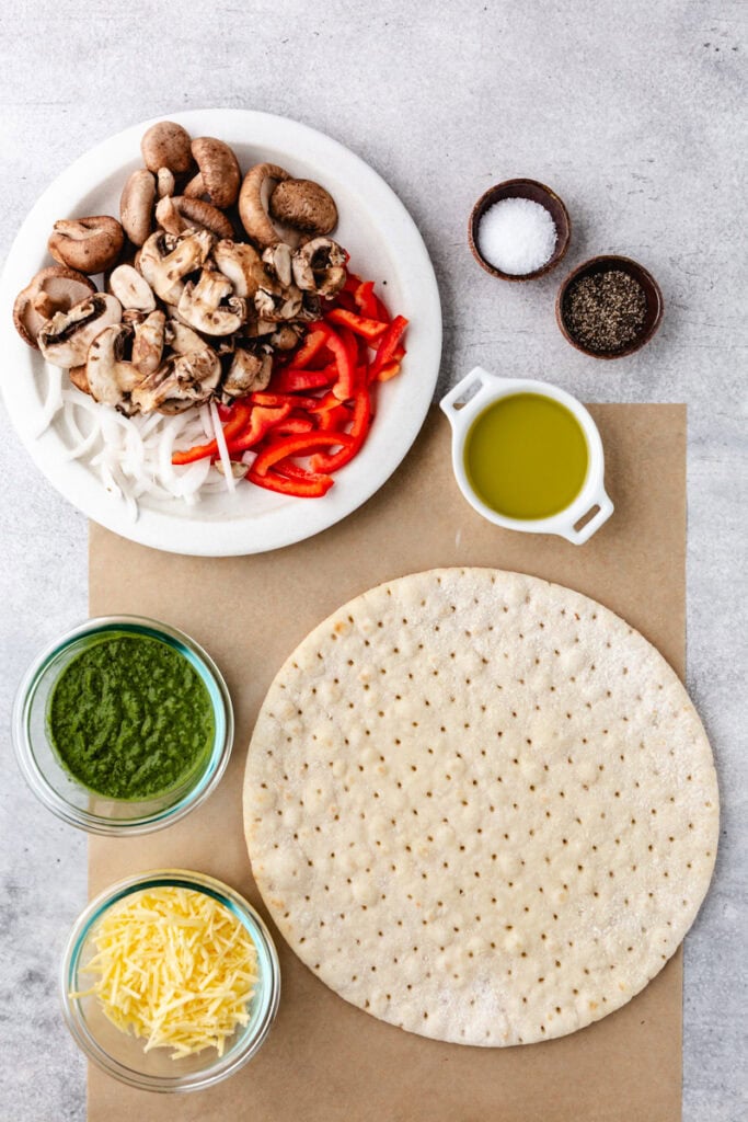ingredients for Easy Trader Joe's Cauliflower Pizza Crust Recipe.