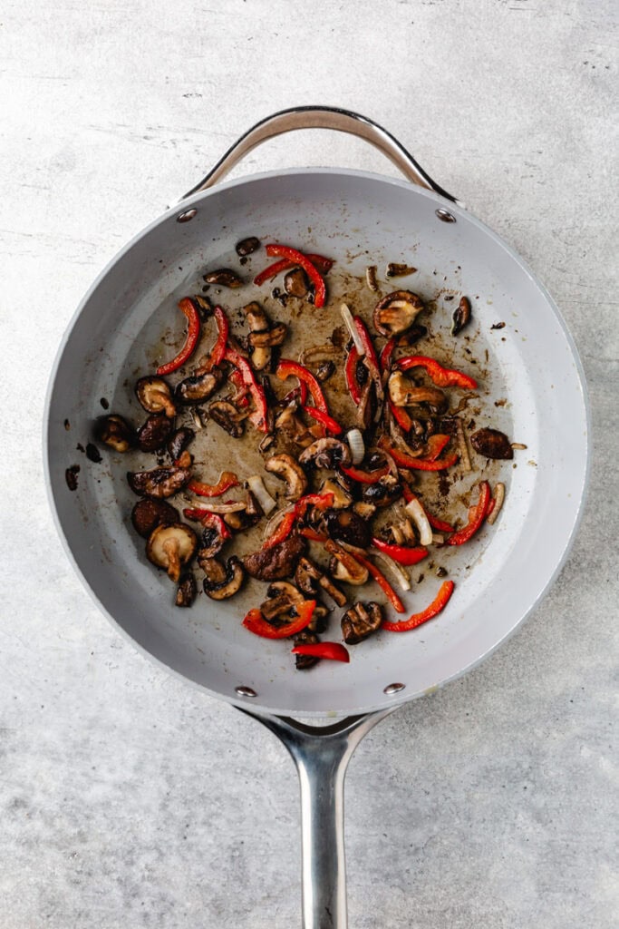 sautéed veggies in a pan.