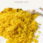pinterest pin for garlic turmeric rice