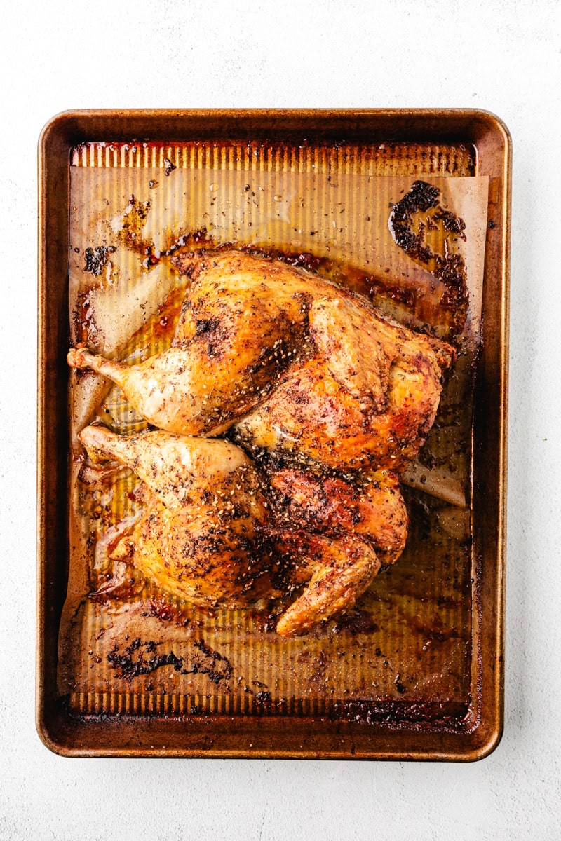 roasted Easy Crispy Middle Eastern Spatchcocked Chicken.