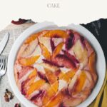 pinterest pin for stone fruit upside cake