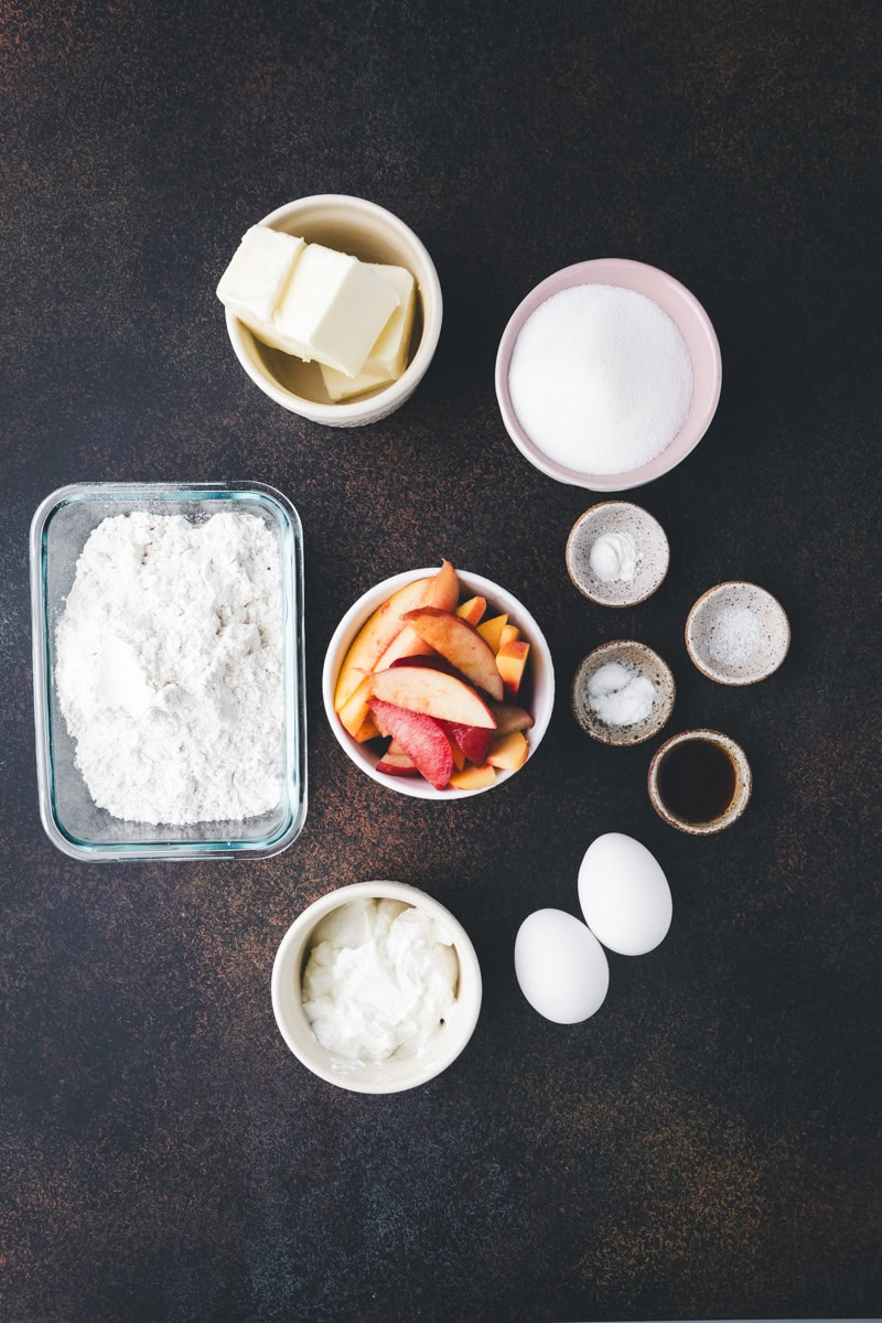ingredients for Stone Fruit Upside Down Cake.