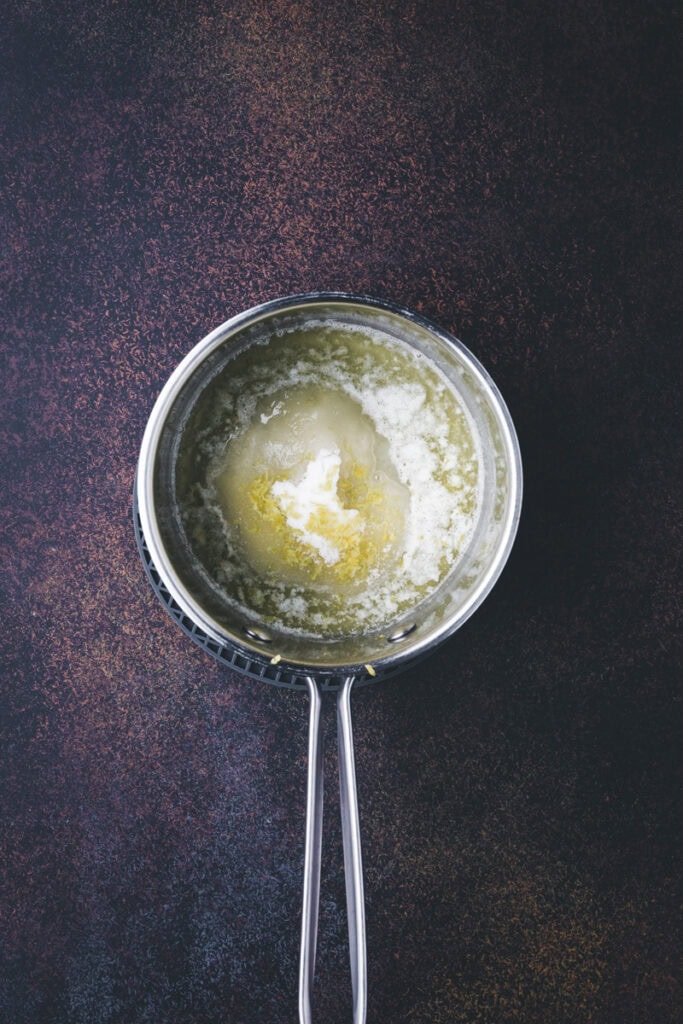 melted butter in a pot.