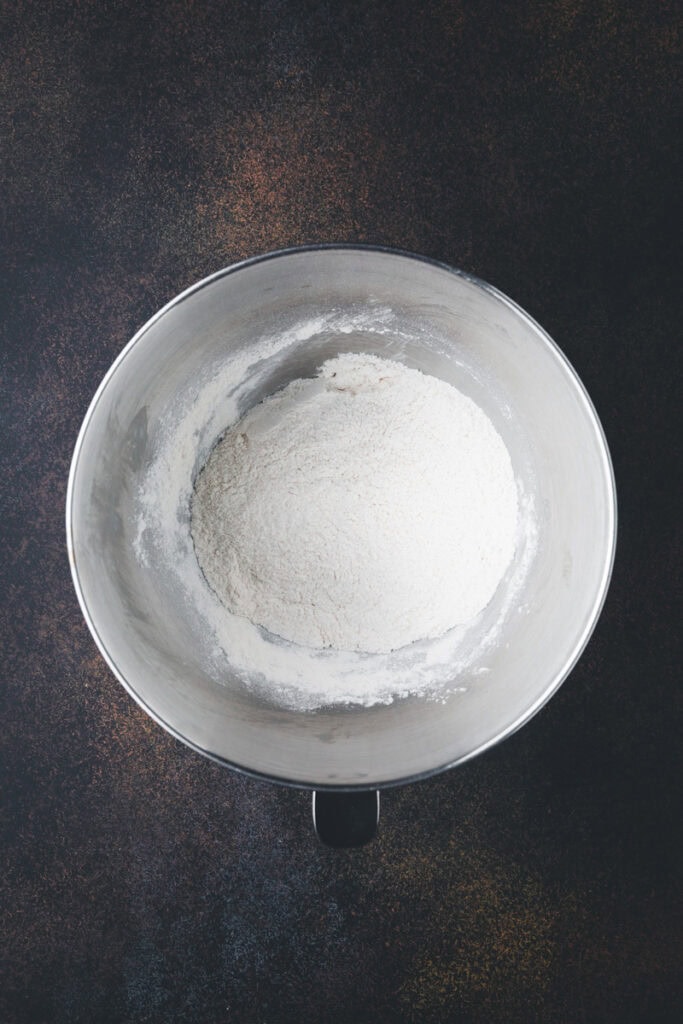 flour mixture in a mixing bowl.