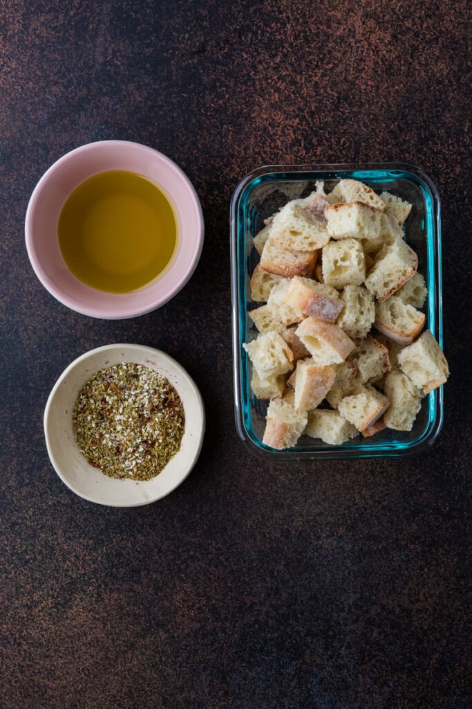 ingredients for croutons.