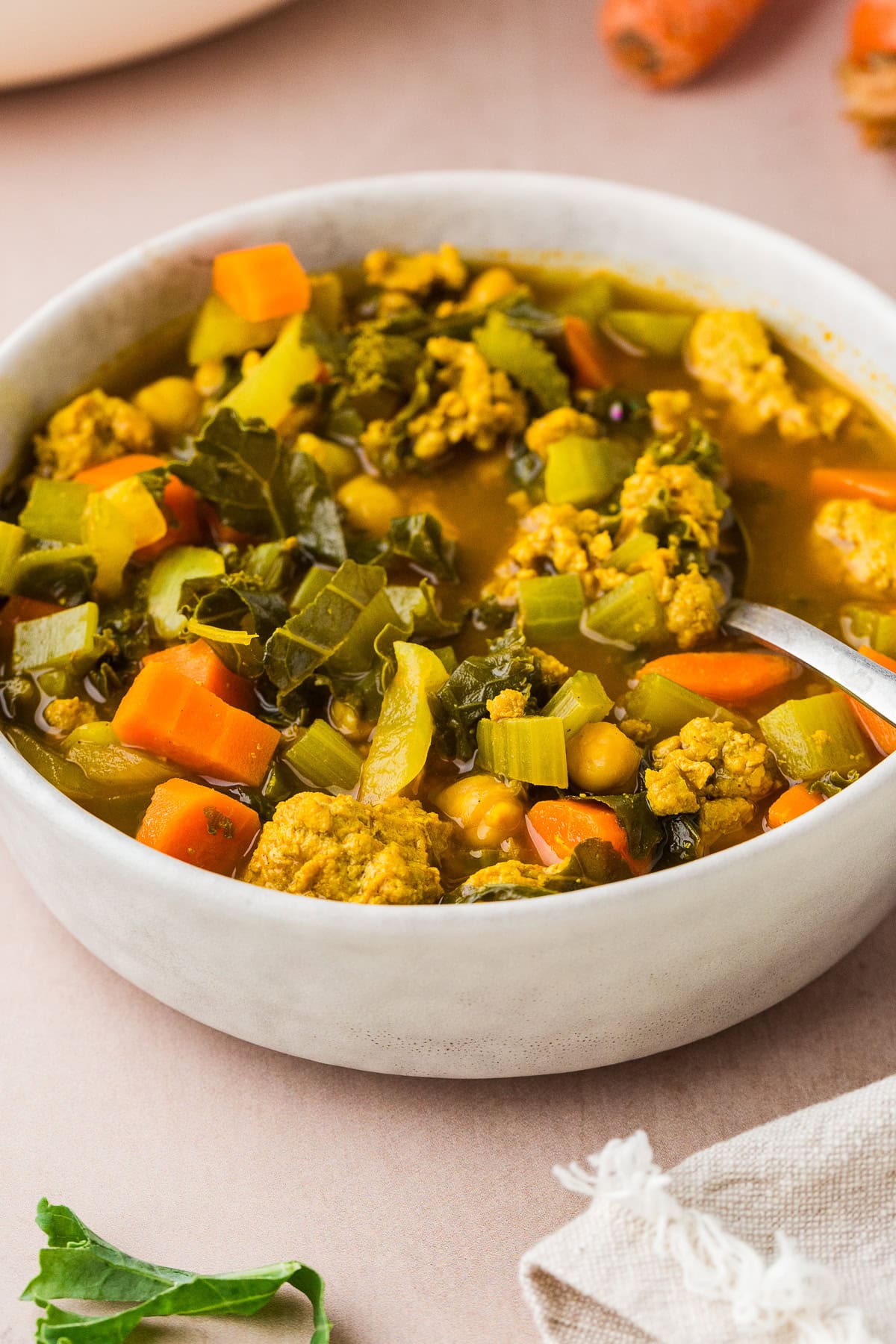 Turmeric Soup with Turkey and Chickpeas